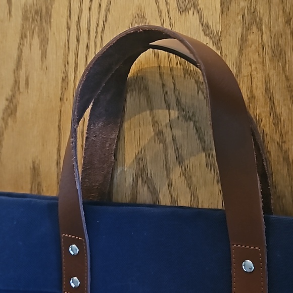 CB Station Navy Blue Canvas & Leather Market Tote - Brown Monogram “MSM" - Picture 7 of 14